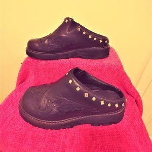 Black Cowboy boot slip ons studded with sparkle - excellent condition!